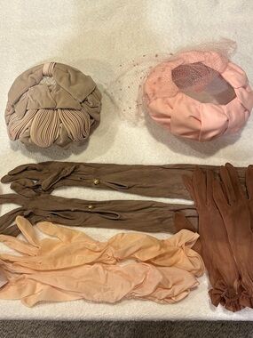 Vintage fascinator hats & gloves